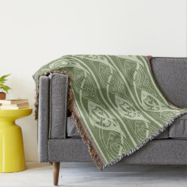 Manta Tejida Pescado celta de Knotwork en verde