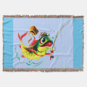 Manta Tejida Pescado de los años 1940