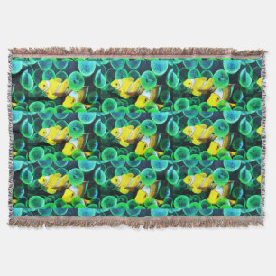 Manta Tejida Pescado tropical amarillo