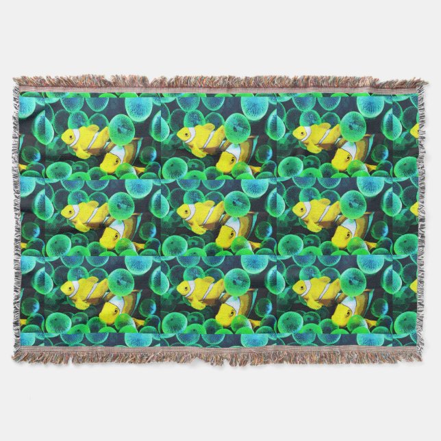 Manta Tejida Pescado tropical amarillo (Anverso)