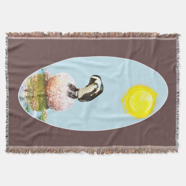 Manta Tejida Pingüino al sol (Anverso)