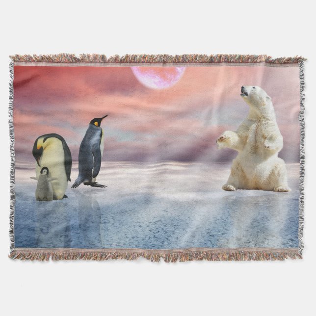 Manta Tejida Pingüino del oso polar (Anverso)