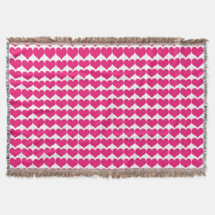 Manta Tejida Pink Cute Hearts Pattern Throw Blanket