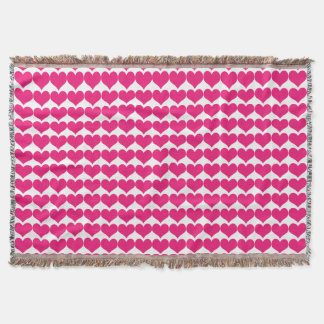 Manta Tejida Pink Cute Hearts Pattern Throw Blanket