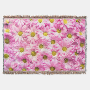 Manta Tejida Pink Daisies Throw Blanket