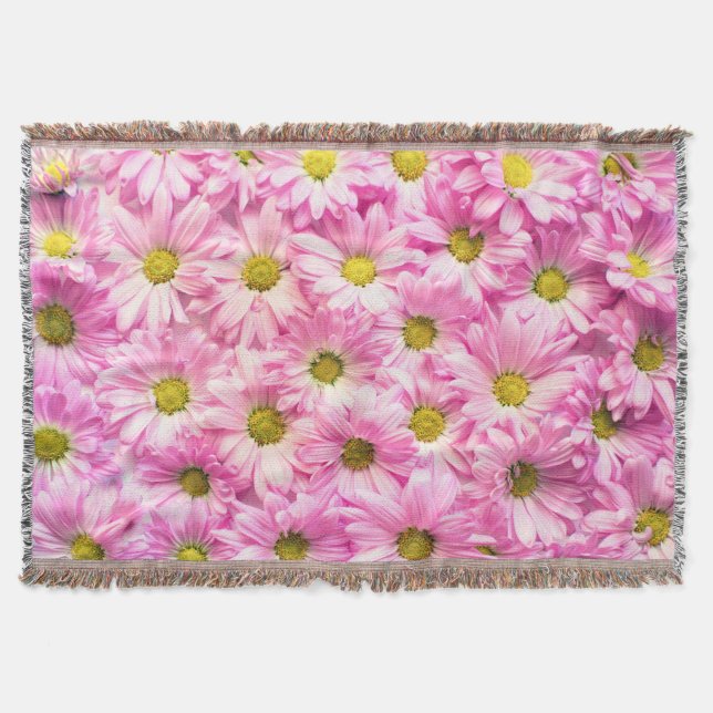 Manta Tejida Pink Daisies Throw Blanket (Anverso)