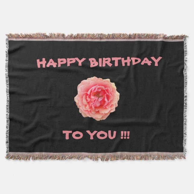 Manta Tejida Pinky Throw Blanket - Feliz cumpleaños (Anverso)