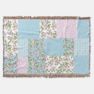 Manta Tejida Pintado rosa, azul, verde manzana blossom Faux Pat