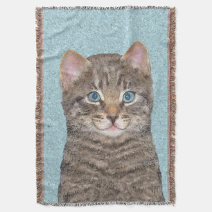 Manta Tejida Pintura de gatos en la mesa gris - Arte de gatos o