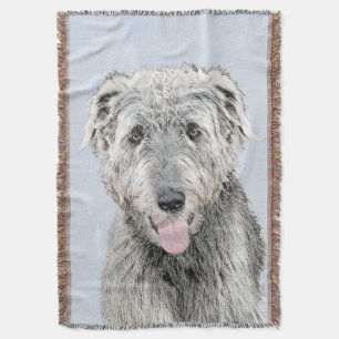 Manta Tejida Pintura de Irish Wolfhound - Arte de perro origina