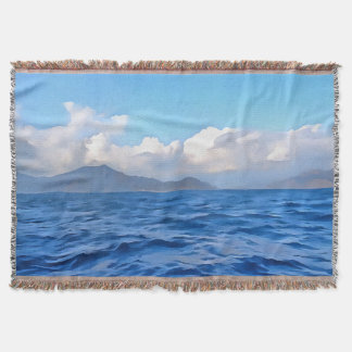 Manta Tejida Pintura de la Costa Turquesa del Marmaris Azul Ege