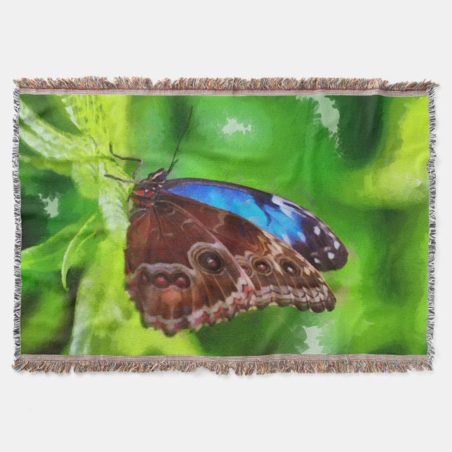 Manta Tejida Pintura de mariposa (Anverso)