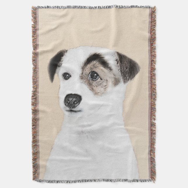 Manta Tejida Pintura de Parson Jack Russell Terrier - Arte de P (Frente vertical)