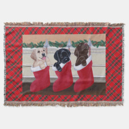 Manta Tejida Pintura del navidad de los perritos del labrador