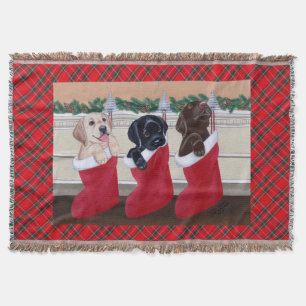 Manta Tejida Pintura del navidad de los perritos del labrador