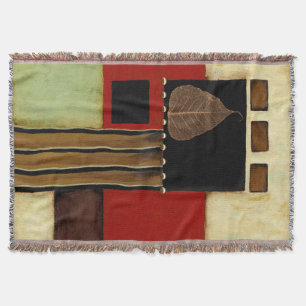 Manta Tejida Pintura multicolora del panel con la hoja de Brown