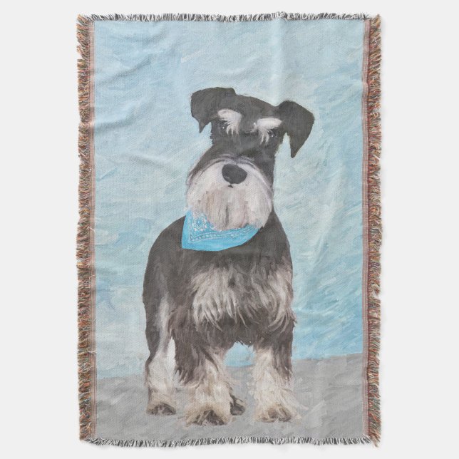 Manta Tejida Pintura Schnauzer (en miniatura) - Perro original  (Frente vertical)