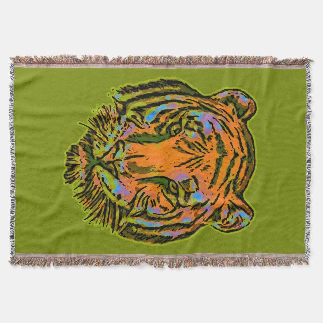 Manta Tejida Pop Art TIGER HEAD + tu trasero. e ideas (Anverso)