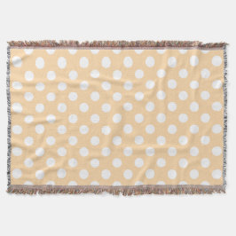 Manta Tejida Pos de polka blanca en beige