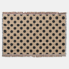 Manta Tejida Pos de polka negro en beige