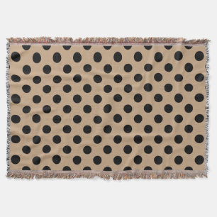 Manta Tejida Pos de polka negro en beige
