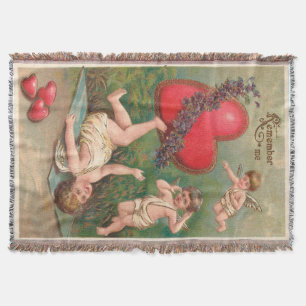 Manta Tejida Postal roja de la tarjeta del día de San Valentí