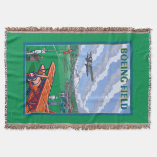 Manta Tejida Poster del viaje del vintage del campo de Boeing