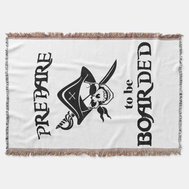 Manta Tejida Prepárese para ser abordado con cráneo pirata negr (Anverso)