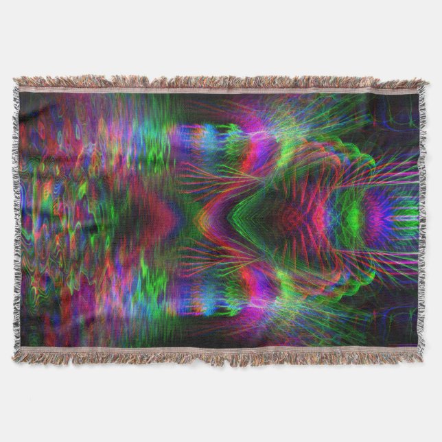 Manta Tejida Psicodelic Rainbow Love Hearven Throw Blanket (Anverso)