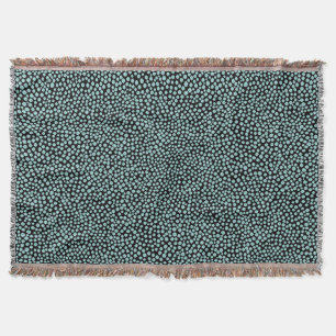 Manta Tejida Puntos al azar - Verde azul claro sobre negro