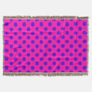 Manta Tejida Puntos de polka azul en fuchsia