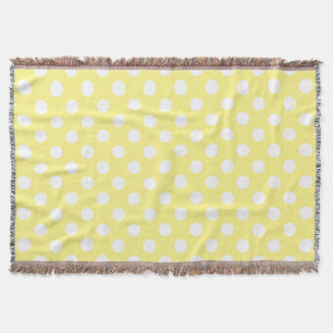 Manta Tejida Puntos de polka blanco sobre amarillo limón