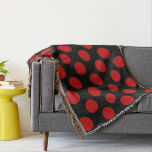 Manta Tejida Puntos de Polka Rojo, Patrón de Punto de Polka, Pu