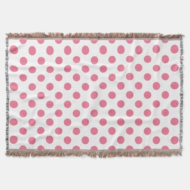 Manta Tejida Puntos de polka rosa y blanco (Anverso)