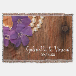 Manta Tejida Purple Periwinkle Pearls Barn Wood Country Wedding