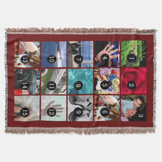 Manta Tejida Quince de sus fotos Borgoña su propia original (Anverso)