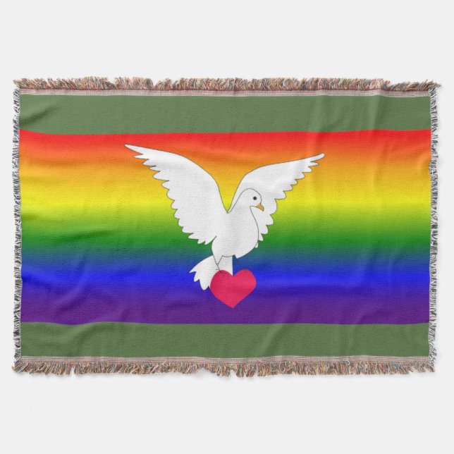 MANTA TEJIDA RAINBOW HEART DOVE (Anverso)