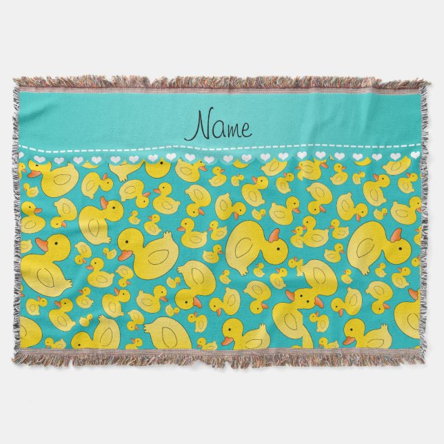 Manta Tejida Raya azul de los rubberducks conocidos de encargo (Anverso)