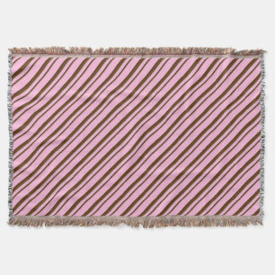Manta Tejida Rayas de caramelo, rosa y marrón chocolate