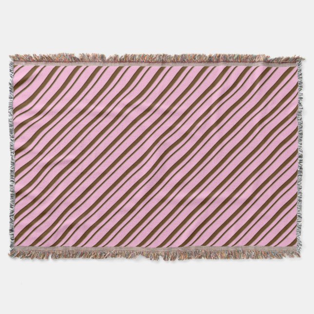 Manta Tejida Rayas de caramelo, rosa y marrón chocolate (Anverso)
