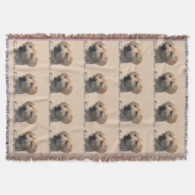 Manta Tejida Regalos de arte de Labrador Amarillo (Anverso)