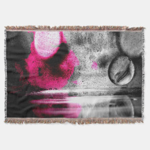 Manta Tejida Resumen de Fuchsia, Gris y Black Grain Photo Art
