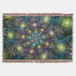 Manta Tejida Resumen ilustrado brillante arte fractal púrpura V