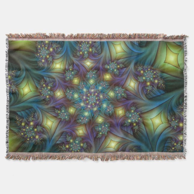 Manta Tejida Resumen ilustrado brillante arte fractal púrpura V (Anverso)