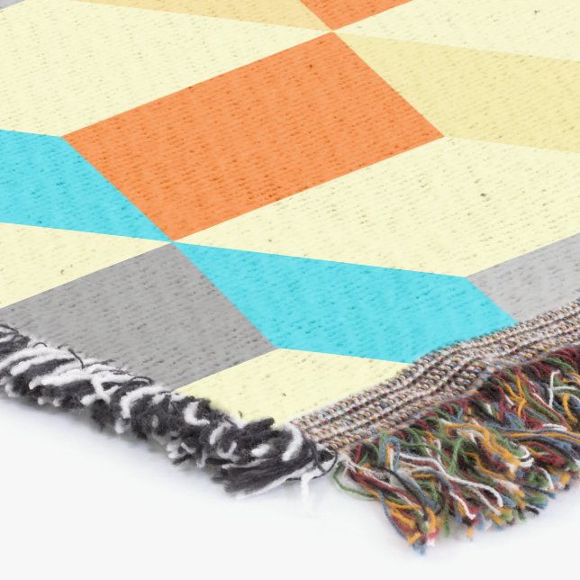 Manta Tejida Resumen moderno de cubos geométricos Aqua amarillo (Esquina)