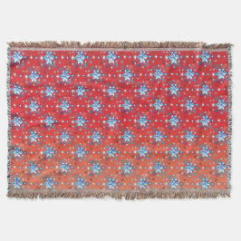 Manta Tejida Resumen Navidades rojos y azules copos de nieve