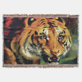 Manta Tejida Retrato artístico del tigre parpadeante