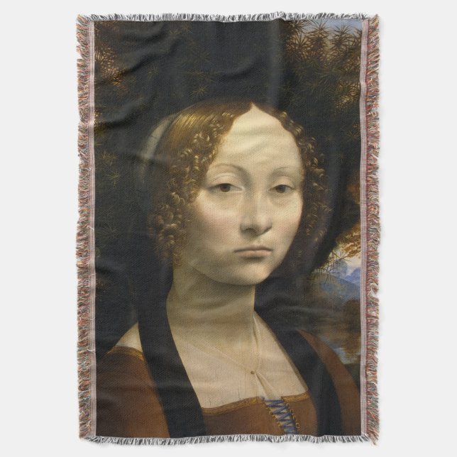 Manta Tejida Retrato de Ginevra de Benci de Leonardo da Vinci (Frente vertical)