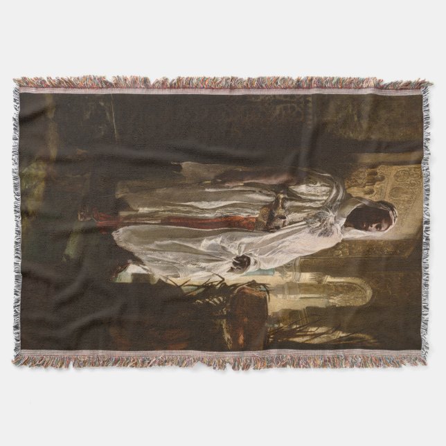 Manta Tejida Retrato de pintura de arte árabe jefe africano (Anverso)