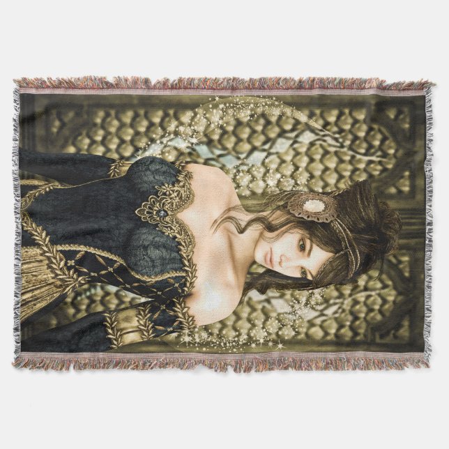 Manta Tejida Retrato de princesa de cuento de hadas encantado (Anverso)